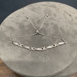Vintage Diamond Sterling Silver 925 Bracelet KA1772 Adjustable BOLO